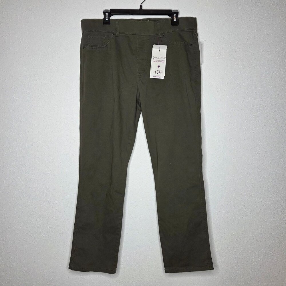 NWT Gloria Vanderbilt Women's Shape Effect Pull-On Straight-Leg Jeans - Olive - Picture 1 of 8
